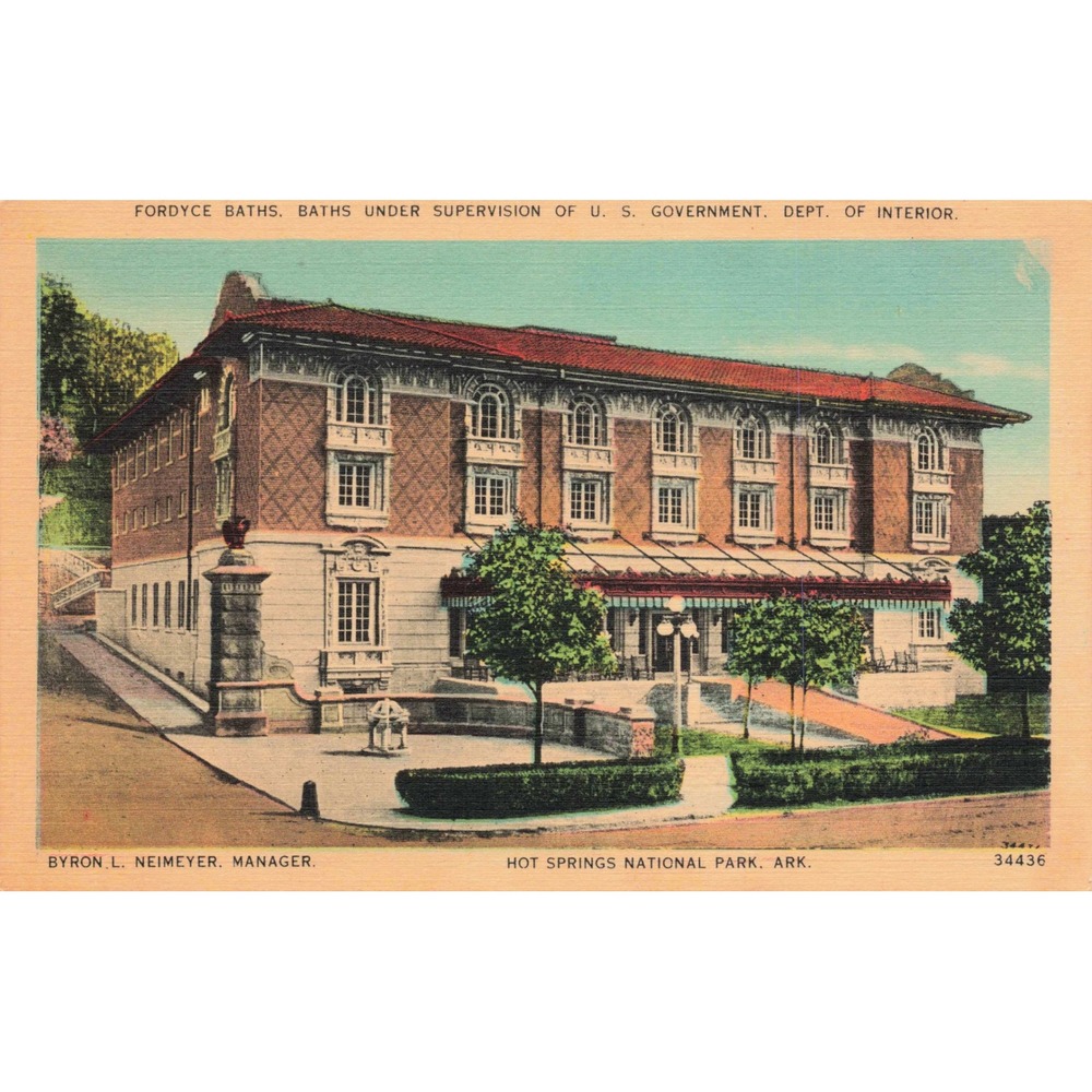 Fordyce Baths Hot Springs National Park AR‎ Linen Postcard c1940 Metrocraft